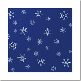 Blue Winter Snowflake Pattern Posters and Art